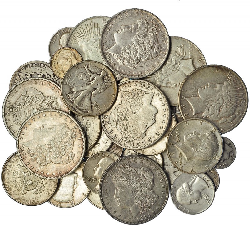 ESTADOS UNIDOS DE AMÉRICA. Lote de 43 monedas de plata. Dólar (8) y 1/2 dólar (1...