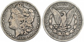 ESTADOS UNIDOS DE AMÉRICA. Dólar. 1881. CC. KM-110. BC+. Muy escasa.