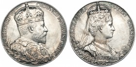GRAN BRETAÑA. Medalla conmemorativa de la Boda de Eduardo VII. 1902. AR 55mm. Finas rayas. EBC.
