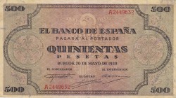 500 pesetas. 5-1938. Serie A. ED-D34. Sin restaurar. MBC-.