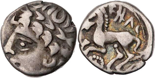 GALLIEN ALLOBROGES
 AR-Drachme 100-85 v. Chr. Vs.: Kopf des Apollon n. l., Rs.:...