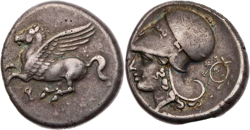 KORINTHIA KORINTH
 AR-Stater 345-307 v. Chr. Vs.: Pegasos fliegt n. l., darunte...