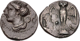 PONTOS AMISOS (ALS PEIRAIOS)
 AR-Siglos 435-370 v. Chr. Vs.: Kopf der Hera mit Polos n. l., dahinter zwei gegenständige Mondsicheln, Rs.: Eule steht ...
