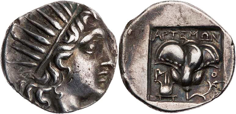 KARISCHE INSELN RHODOS
Rhodos AR-Drachme 170-150 v. Chr., unter Artemon Vs.: Ko...
