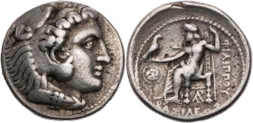 SYRIEN KÖNIGREICH DER SELEUKIDEN
Seleukos I. Nikator als Satrap, 321-315 v. Chr. AR-Tetradrachme 320-315 v. Chr., im Namen Philipps III. Arrhidaios u...