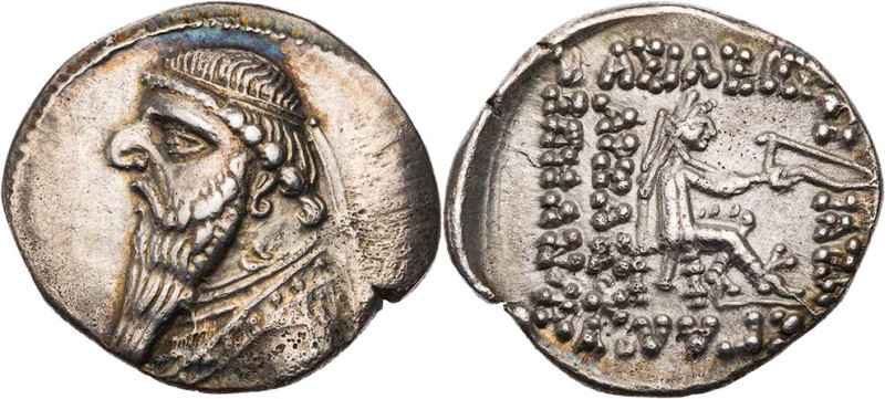 PARTHER, KÖNIGREICH DER ARSAKIDEN
Mithradates II., 121-91 v. Chr. AR-Drachme Rh...