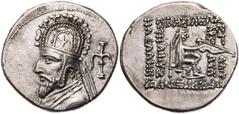 PARTHER, KÖNIGREICH DER ARSAKIDEN
Orodes I., 80-75 v. Chr. AR-Drachme Rhagai Vs...