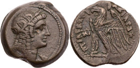 ÄGYPTEN, KÖNIGREICH DER PTOLEMÄER
Ptolemaios VI. Philometor, 2. Alleinregierung, 163-145 v. Chr. AE-Tetrobol Alexandria Vs.: Kopf der Isis mit Ährenk...