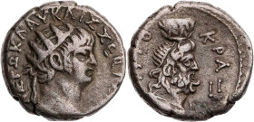 ÄGYPTEN ALEXANDRIA
Nero, 54-68 n. Chr. BI-Tetradrachme 63/64 n. Chr. (= Jahr 10) Vs.: Kopf mit Strahlenkrone n. r., Rs.: drapierte Büste des Serapis ...