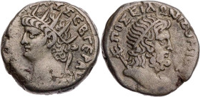 ÄGYPTEN ALEXANDRIA
Nero, 54-68 n. Chr. BI-Tetradrachme 66/67 n. Chr. (= Jahr 13) Vs.: Büste mit Ägis und Strahlenkrone n. l., [links im Feld Jahresan...