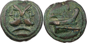 RÖMISCHE REPUBLIK
Anonym, 225-217 v. Chr. As (Aes grave) Rom Vs.: bärtiger Ianuskopf, darunter Wertzeichen I (liegend), Rs.: Prora n. r., darüber Wer...