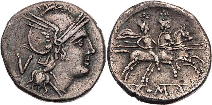 RÖMISCHE REPUBLIK
Anonym, 211-208 v. Chr. AR-Quinar unsichere Mzst. Vs.: Kopf d...