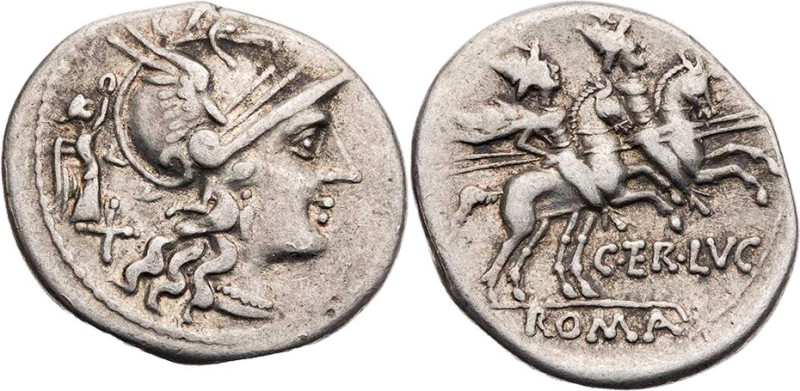 RÖMISCHE REPUBLIK
C. Terentius Lucanus, 147 v. Chr. AR-Denar Rom Vs.: Kopf der ...