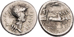RÖMISCHE REPUBLIK
Lucius Cornelius Sulla Imperator, mit Lucius Manlius Torquatus, Proquaestor, 82 v. Chr. AR-Denar mobile Mzst. des Sulla Vs.: L·MANL...