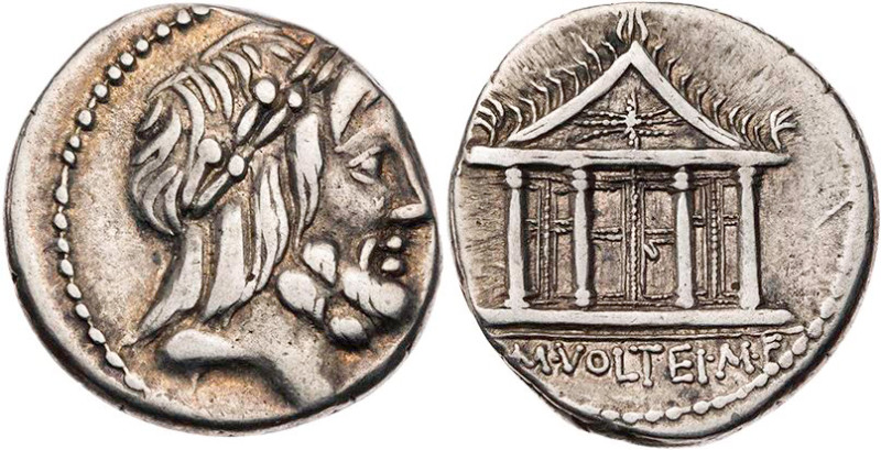 RÖMISCHE REPUBLIK
M. Volteius M. f., 78 v. Chr. AR-Denar Rom Vs.: Kopf des Iupi...