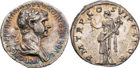 RÖMISCHE KAISERZEIT
Traianus, 98-117 n. Chr. AR-Denar 114-116 n. Chr. Rom Vs.: IMP CAES NER TRAIANO OPTIMO AVG GER DAC, drapierte Büste mit Lorbeerkr...