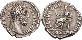 RÖMISCHE KAISERZEIT
Commodus, 177-192 n. Chr. AR-Denar 189 n. Chr. Rom Vs.: M COMM ANT P FEL AVG BRIT, Kopf mit Lorbeerkranz n. r., Rs.: SECVR ORB P ...