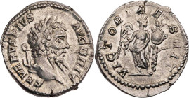 RÖMISCHE KAISERZEIT
Septimius Severus, 193-211 n. Chr. AR-Denar 210-211 n. Chr. Rom Vs.: SEVERVS PIVS AVG BRIT, Kopf mit Lorbeerkranz n. r., Rs.: VIC...