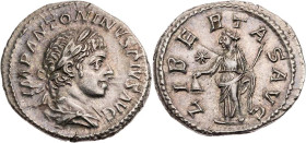RÖMISCHE KAISERZEIT
Elagabal, 218-222 n. Chr. AR-Denar 220-221 n. Chr. Rom Vs.: IMP ANTONINVS PIVS AVG, drapierte Büste mit Lorbeerkranz n. r., Rs.: ...