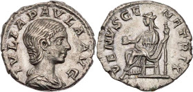 RÖMISCHE KAISERZEIT
Iulia Paula, Gemahlin des Elagabal, 219-220 n. Chr. AR-Denar 219-220 n. Chr. Rom Vs.: IVLIA PAVLA AVG, drapierte Büste n. r., Rs....