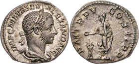 RÖMISCHE KAISERZEIT
Severus Alexander, 222-235 n. Chr. AR-Denar 226 n. Chr. Rom Vs.: IMP C M AVR SEV ALEXAND AVG, drapierte Büste mit Lorbeerkranz n....
