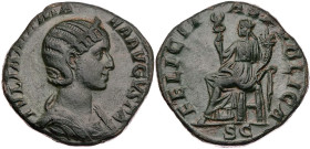 RÖMISCHE KAISERZEIT
Iulia Mamaea, Mutter des Severus Alexander, 222-235 n. Chr. AE-Sesterz 230 n. Chr. Rom Vs.: IVLIA MAMA-EA AVGVSTA, drapierte Büst...