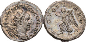 RÖMISCHE KAISERZEIT
Traianus Decius, 249-251 n. Chr. AR-Antoninian Rom Vs.: IMP C M Q TRAIANVS DECIVS AVG, gepanzerte Büste mit Strahlenkrone n. r., ...