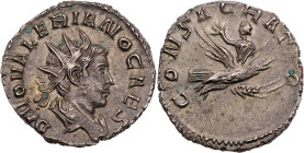 RÖMISCHE KAISERZEIT
Divus Valerianus II. Caesar, gest. 258 n. Chr. AR-Antoninian 258 n. Chr. Köln Vs.: DIVO VALERIANO CAES, drapierte Büste mit Strah...