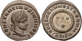 RÖMISCHE KAISERZEIT
Constantinus II. Caesar, 317-337 n. Chr. AE-Follis 320-321 n. Chr. Siscia, 1. Offizin Vs.: CONSTANTINVS IVN NOB C, Kopf mit Lorbe...