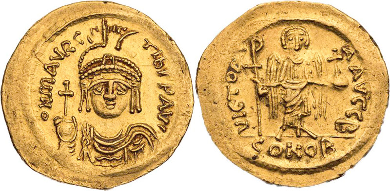 BYZANZ
Mauricius Tiberius, 582-602. AV-Solidus 583-602 Constantinopolis, 2. Off...