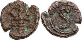 BYZANZ
Heraclius, 610-641. AE-6 Nummi 618-628 Alexandria Vs.: Palme, Rs.: großes S Sear 864; DOC 200; Hahn, MIB 211. 4.69 g. R Randschrötlingsfehler,...