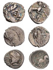 Lot, keltische Münzen Keltische AR-Prägungen aus GALLIEN: Drachme der Allobroges, Quinare der Pictones sowie der Santones. 3 Stück alle mit alter Samm...