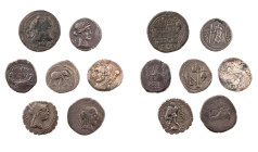 Lot, römische Münzen Prägungen der Römischen Republik: Anonym, nach 211 v. Chr., Quadrans; Ti. Quinctius, 112/111 v. Chr., Denar; L. Iulius Bursio, 85...