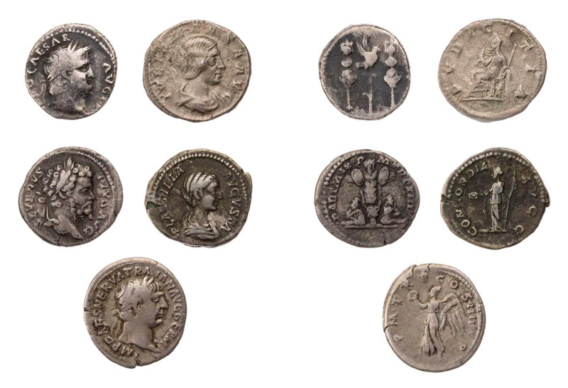 Lot, römische Münzen Denare von Nero, Traianus, Septimius Severus, Plautilla und...