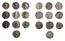Lot, römische Münzen Denare von Vespasianus, Nerva, Hadrianus, Sabina, Antoninus Pius, Marcus Aurelius Caesar, Faustina minor, Septimius Severus (2), ...