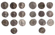 Lot, römische Münzen Denare von Hadrianus, Antoninus Pius, Divus Antoninus Pius, Faustina minor, Septimius Severus, Iulia Domna (2), Caracalla (2), Ge...