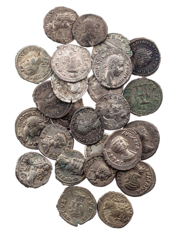 Lot, römische Münzen Denare von Vespasianus, Traianus (2), Hadrianus, Faustina m...