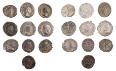 Lot, römische Münzen Antoniniane von Elagabal, Gordianus III., Philippus I. Arabs, Otacilia Severa (2), Herennia Etruscilla, Trebonianus Gallus, Valer...