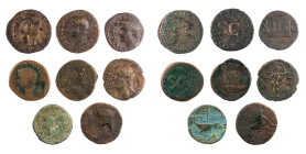 Lot, römische Münzen Asses der iulisch-claudischen Zeit, darunter Augustus, Divus Augustus, Agrippa, Drusus und Germanicus, z.T. mit interessanten Geg...