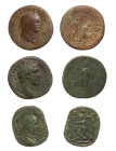 Lot, römische Münzen Sesterzen von Vespasianus (Iudaea Capta), Antoninus Pius und Traianus Decius. 3 Stück s, ss