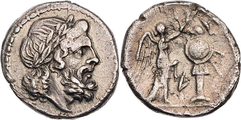 RÖMISCHE REPUBLIK
Anonym, 211-208 v. Chr. AR-Victoriat Luceria Vs.: Kopf des Iu...