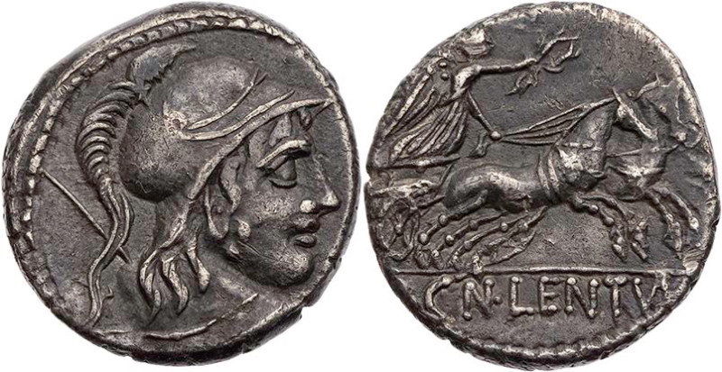 RÖMISCHE REPUBLIK
Cn. Cornelius Lentulus Clodianus, 88 v. Chr. AR-Denar Rom Vs....