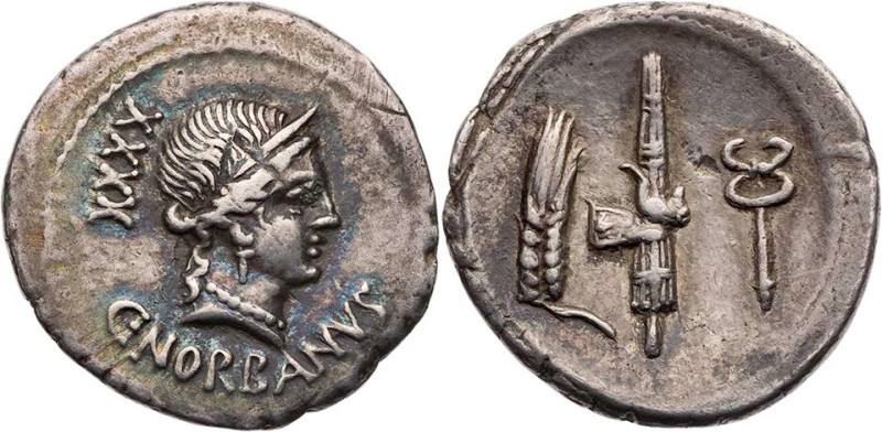 RÖMISCHE REPUBLIK
C. Norbanus, 83 v. Chr. AR-Denar Rom Vs.: C·NORBANVS, Kopf de...