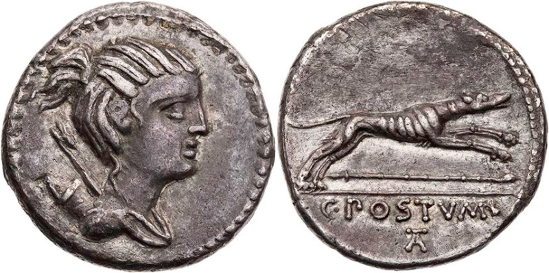 RÖMISCHE REPUBLIK
A. Postumius, 74 v. Chr. AR-Denar Rom Vs.: drapierte Büste de...