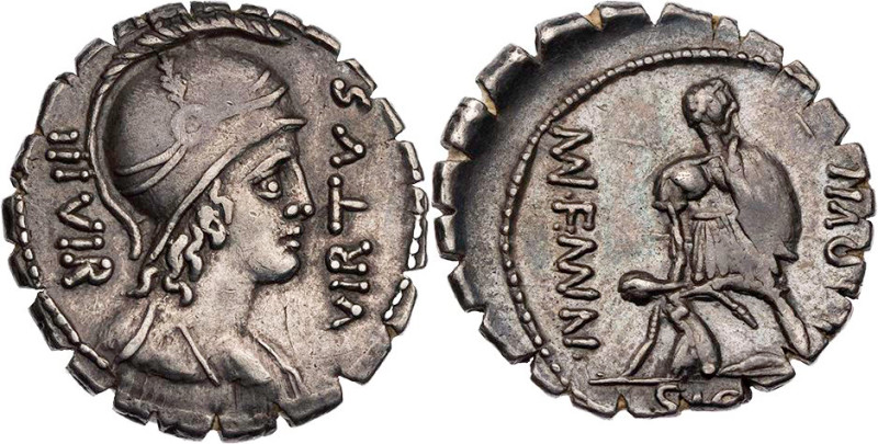 RÖMISCHE REPUBLIK
Mn. Aquillius, 71 v. Chr. AR-Denar (Serratus) Rom Vs.: III VI...
