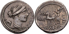 RÖMISCHE REPUBLIK
P. Plautius Hypsaeus, 57 v. Chr. AR-Denar Rom Vs.: P·YPSAE S·C, drapierte Büste der Leuconoë n. r., dahinter Delphin, Rs.: C·YPSAE·...