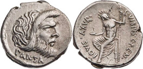 RÖMISCHE REPUBLIK
C. Vibius C. f. C. n. Pansa Caetronianus, 48 v. Chr. AR-Denar Rom Vs.: PANSA, Maske des Pan n. r., Rs.: C·VIBIVS·C·F·C·N· - IOVIS·A...