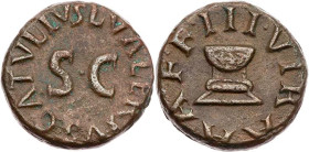 RÖMISCHE KAISERZEIT
Augustus, 27 v.-14 n. Chr. AE-Quadrans 4 v. Chr., Mzm. L. Valerius Catullus Rom Vs.: L VALERIVS CATVLLVS um großes S C, Rs.: III ...