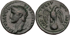 RÖMISCHE KAISERZEIT
Divus Augustus, gest. 14 n. Chr. AE-As 80/81 n. Chr., Restitutionsprägung unter Titus Rom Vs.: DIVVS AVGV-STVS PATER, Kopf mit St...