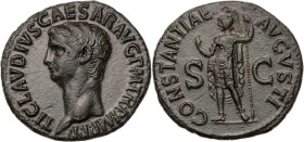 RÖMISCHE KAISERZEIT
Claudius, 41-54 n. Chr. AE-Dupondius 50-54 n. Chr. Rom Vs.: TI CLAVDIVS CAESAR AVG P M TR P IMP P P, Kopf n. l., Rs.: CONSTANTIAE...